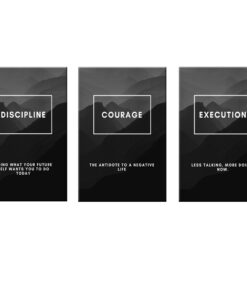 Discipline Courage and Execution Motivational Wall Art