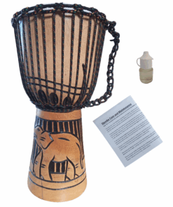 Djembe Drum Elepahant Carved With Treatment Oil -Care Manual 26cm x 50cm