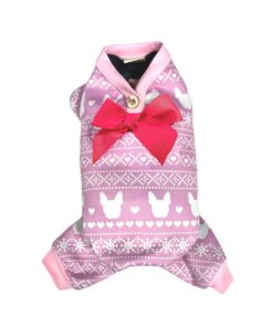 DL PJ with Boston Terrier and Bow Pink