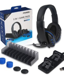 DOBE 5 in 1 Headphones - Charging Dock -Game Stand -Silicon Caps For PS4