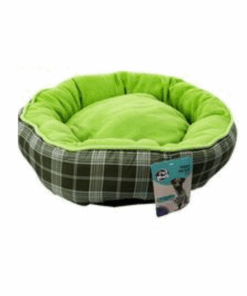 Dog Bed Fleece Round w/Sides 50cm Tartan - Green