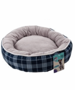Dog Bed Fleece Round w/Sides 50cm Tartan - Grey