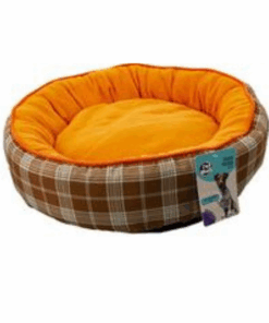 Dog Bed Fleece Round w/Sides 50cm Tartan - Orange