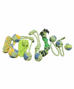 Dog Dental Cleansing Rope Chew Toy Set - 9 Piece - Green, Blue