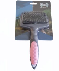 Dog Grooming Slick Brush - Easy Grip Handle - Remove Matt And Tangles - Grey, Pink