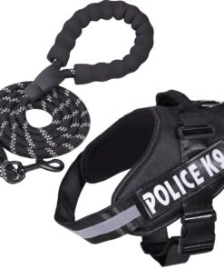 Dog Harness and Leash for Large Dog No-Pull Reflective Dog Vest - Black