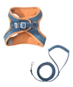 Dog Harness, Cat Harness and Leash Set - Blue, Orange - S
