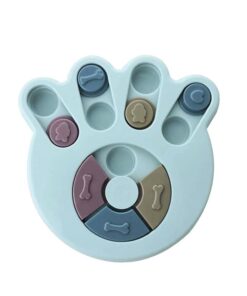 Dog Paw Puzzle Toys Slow Feeder Food Dispenser For Puppy - Blue