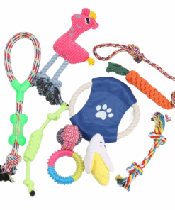 Dog Rope Toys 10pcs Puppy Chew and Squeaky Toys for Fun and Teeth Cleaning