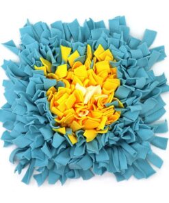 Dog Snuffle Mat Soft Pet Nose Work Smell Snuffle Mat Feeding Foraging Skill - Blue+Yellow