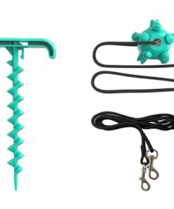 Dog Stake Tie Out Cable and Pet Dog Chew Toy Set - Blue