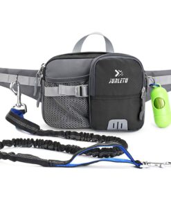 Dog Training Waist Bag Hands Free Dog Bungee Leash Set - Black