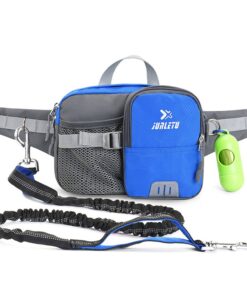Dog Training Waist Bag Hands Free Dog Bungee Leash Set - Blue