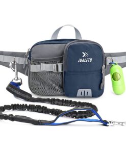 Dog Training Waist Bag Hands Free Dog Bungee Leash Set - Dark Blue