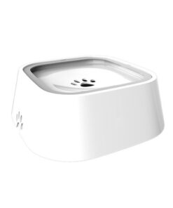 Dog Water Bowl - Splash Proof Floater - White and Grey
