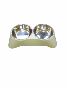 Dog/Cat Stainless Steel Double Bowl - Green