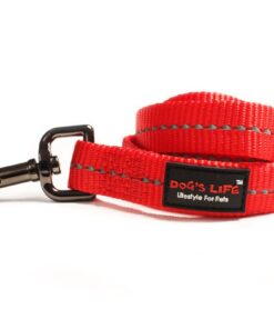 Dogs Life - Reflective Super Soft Webbing Leash - Large - Red