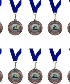 Domed Soccer Insert Medal with Blue Ribbon Kit - Bronze