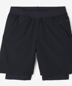 Domyos Men's Zip Pocket Breathable 2-In-1 Fitness Shorts - Black - M