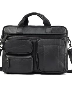 Dong Leather Laptop Bag - Black