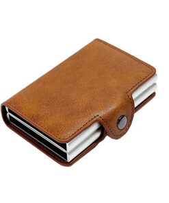 Double Aluminium RFID Credit Card Holder Case-Brown