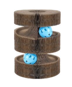 Double Ball Magic Accordion Cat Scratch Board Paper Slinky Claw Catnip Toy