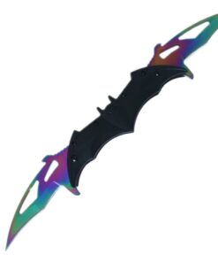 Double-Bladed Hunting Knife Batarang Tactical Knife - Bat Knife - Purple