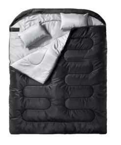 Double Camping Sleeping Bag for Adults with Pillows. Cold and warm weather