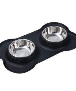 Double Dog Bowl Pet Feeding Station, Stainless Steel Water And Food Bowls - M