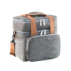 Double Layer Large Capacity Lunch Cooler Bag with Strap - Grey