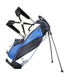 Double Shoulder Portable Golf Club Stand Gun Bag-Holds 14 Clubs-Blue