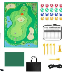 Double-Sided Golf Chipping Stick Practice Game Mat Set for Adults & Kids