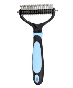 Double Sided Pet Dematting Comb for Large Dogs - Blue