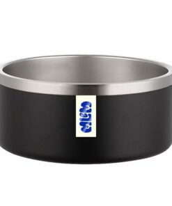 Double-Wall Non-Slip Stainless Steel Food and Water Pet Bowl | 64oz - Black Stainless Steel Pet Bowl