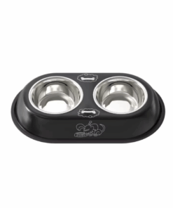 Double Water and Food Bowls for Dog Cat Stainless Steel & Non-Slip Station