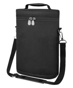 Double Wine Cooler Carrier Bag with Adjustable Shoulder Strap - Black