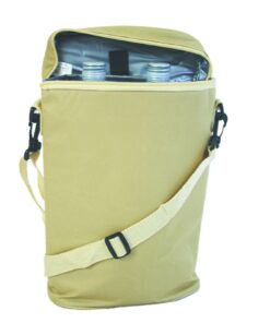 Double Wine Cooler Carrier Bag with Adjustable Shoulder Strap - Brown