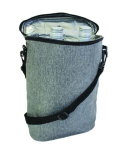 Double Wine Cooler Carrier Bag with Adjustable Shoulder Strap - Grey