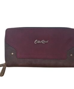 Double Zip Wallet - Maroon & Brown