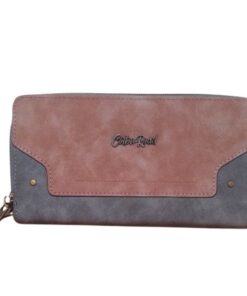 Double Zip Wallet - Pink & Grey