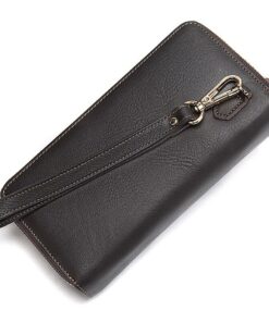 Double Zipper Genuine Leather Unisex Wallet