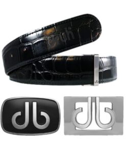 Druh Black Crocodile Leather Belt With Two Buckles