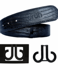 Druh Black Lizard Leather Belt Including Two Buckles