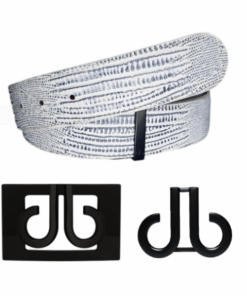 Druh Black/White Lizard Leather Belt Including Two Buckles