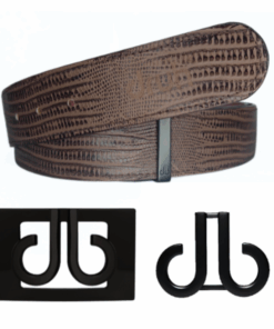 Druh Brown Lizard Leather Belt Including Two Buckles