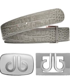 Druh Grey Crocodile Leather Belt Including Two Buckles