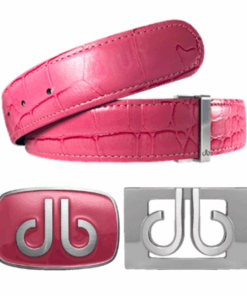 Druh Pink Crocodile Leather Belt Including Two Buckles