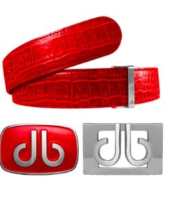 Druh Red Crocodile Leather Belt Including Two Buckles