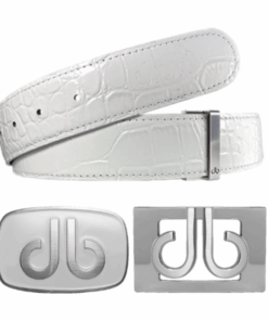 Druh White Crocodile Leather Belt Including Two Buckles