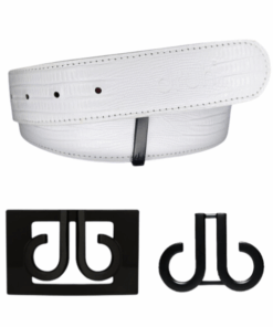 Druh White Lizard Leather Belt Including Two Buckles